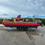 25x12x3 Pushboat, 4ft tallpush knees, integrated crane base, elevated control platform